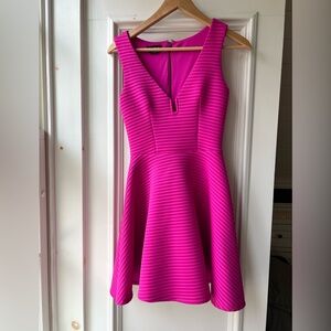 Bebe fit and flare mini dress in orchid color